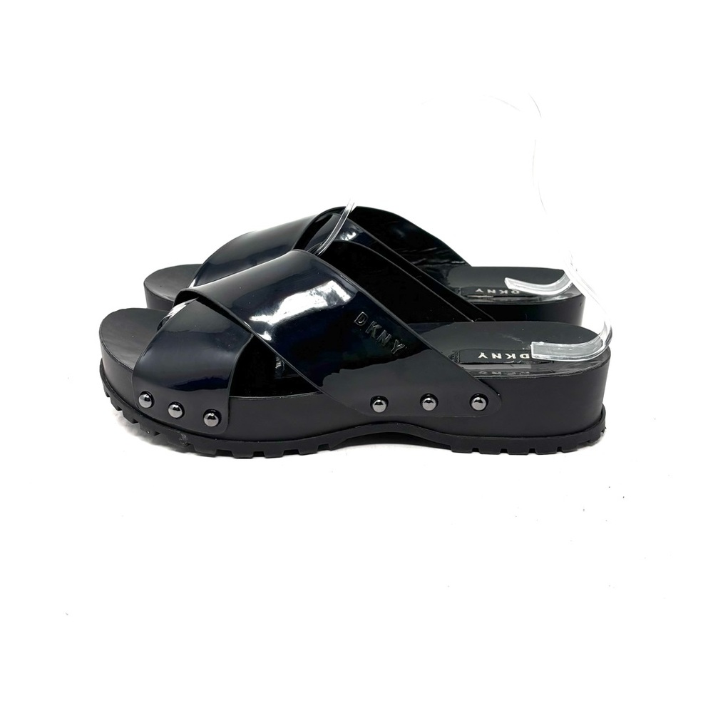 DKNY Black Patent Platform Sandals